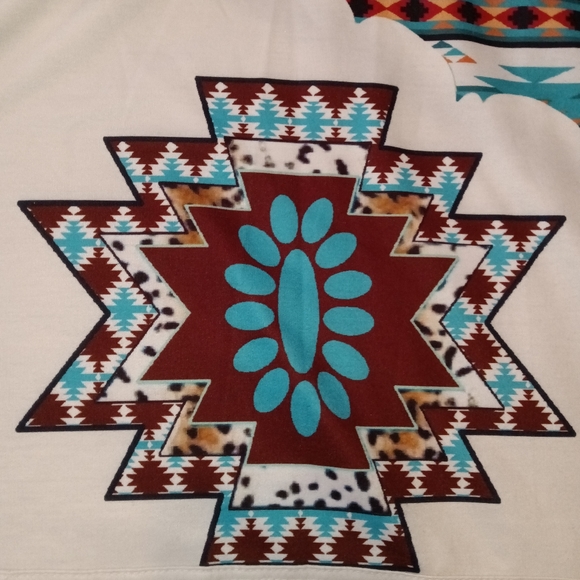 Boho Horse Equestrian Print Southwest Aztec Print Hoodie Sweatshirt Size XL - Picture 11 of 14